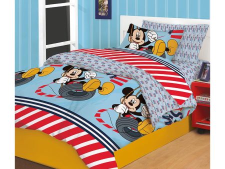 edredon doble faz   mickey cama sencillo azul con rojo Sale